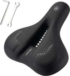 ROCKBROS Bike Seat for Men Women Comfort Wide Gel Bike Seat Replacement,Breathable Waterproof Padded Bicycle Saddle, Compatible with Cruiser/Mountain/Fat Bikes