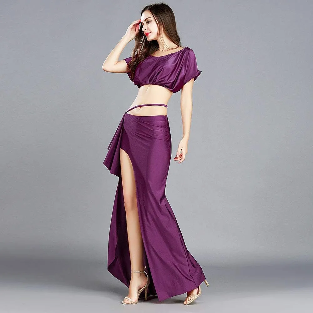 ROYAL SMEELA Belly Dancer Costumes for Women Belly Dance Skirt Slit Bat Sleeve Belly Dance Top Belly Dancing Outfit Carnival