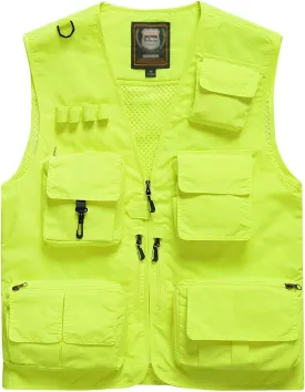 Spanye Mens Fishing Hunting Vest Outdoor Travel Utility Vest Tactical Work Jacket Multi Pocket