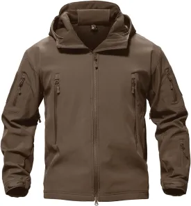 TACVASEN Men's Special Ops Military Tactical Rain Jackets Winter Warm Fleece Softshell Hooded Raincoat Snowboard