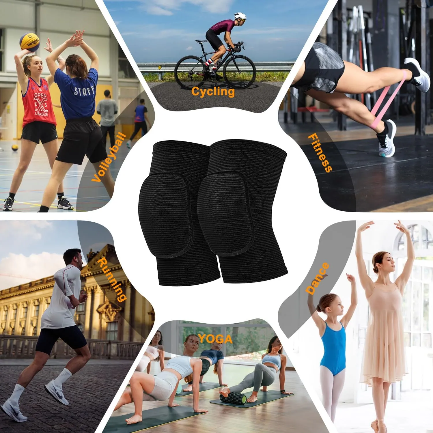 Volleyball Knee Pads for Dancers, Soft Breathable Knee Pads for Men Women Kids Knees Protective, Knee Brace for Volleyball Football Dance Yoga Tennis Running Cycling Workout Climbing