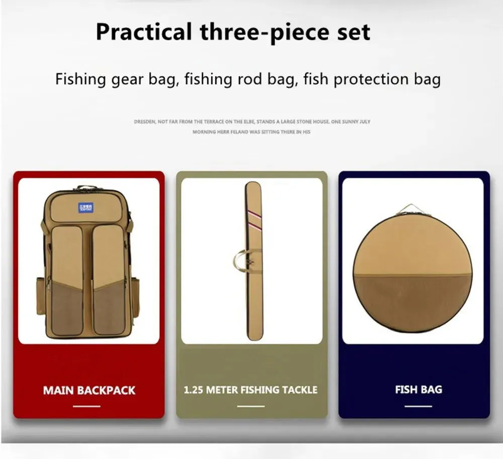 Waterproof Backpack Fishing Tackle Rod Bags Fish Protection Pack Travel Mountaineering Storage Toolkit 3 Piece Set Kit Handbag