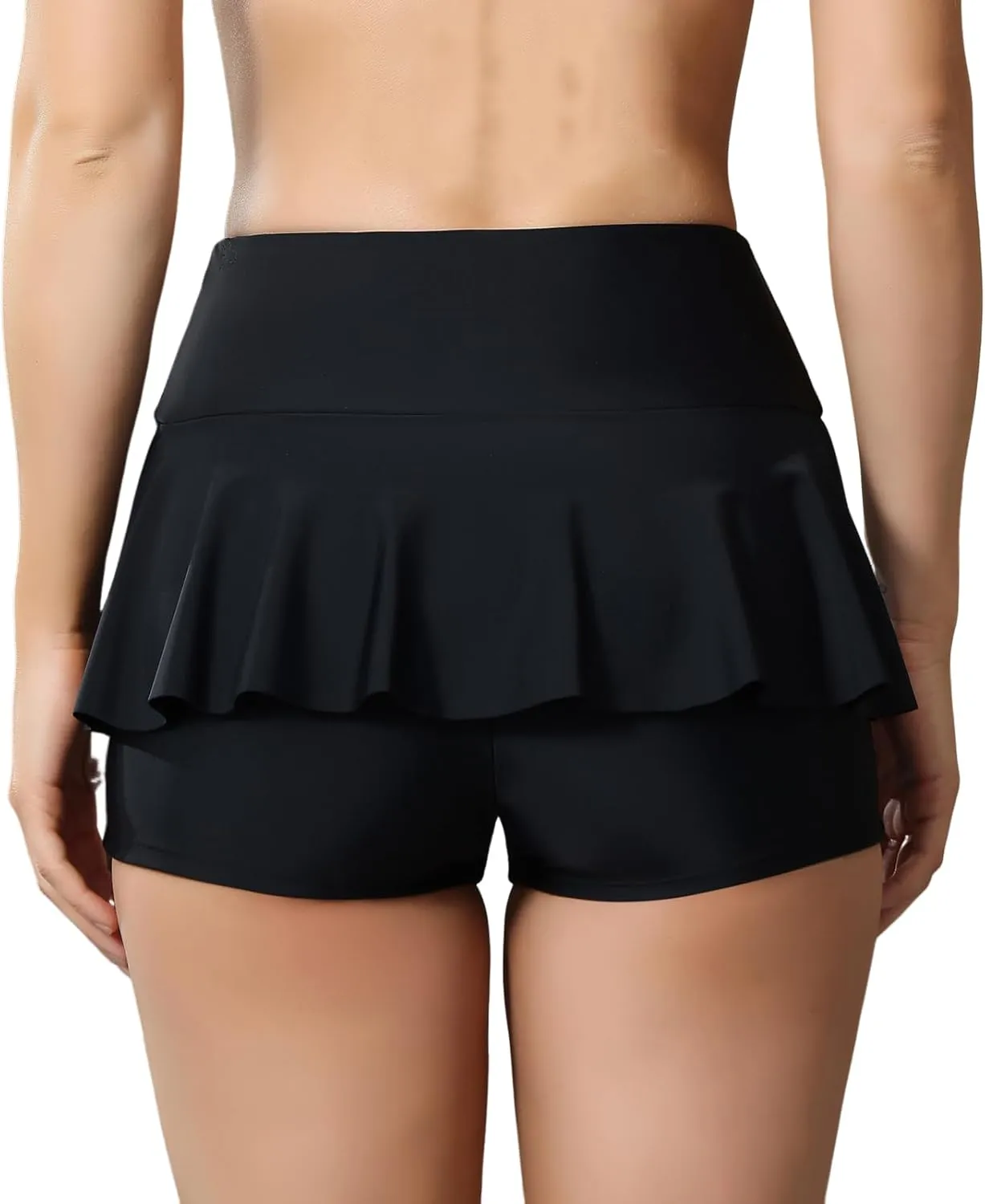 Women' s Ruffle High Waisted Swim Shorts Tummy Control Swimsuit Bottom Bathing Suit Swimming Board Shorts