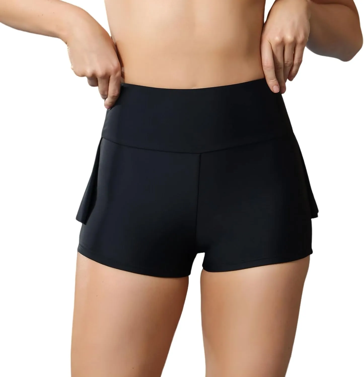 Women' s Ruffle High Waisted Swim Shorts Tummy Control Swimsuit Bottom Bathing Suit Swimming Board Shorts