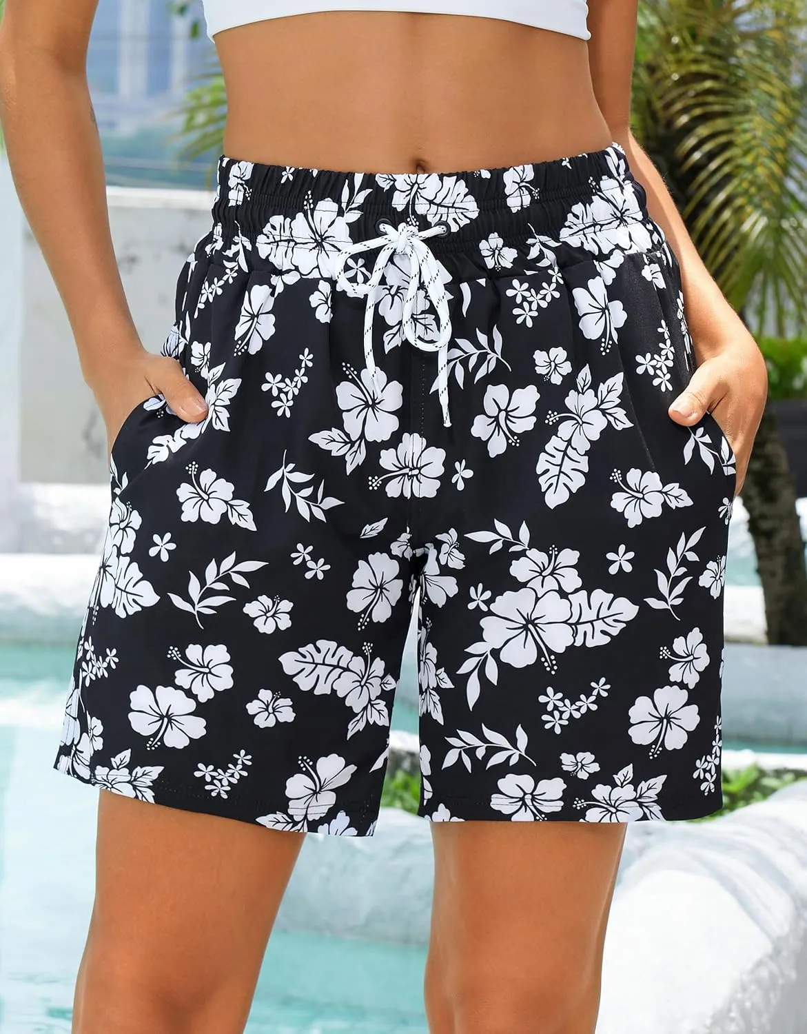 Women's 3''/5''/7'' Swim Board Shorts Quick Dry Beach Shorts with Liner Pockets Swimsuits Bottoms Trunks for Women